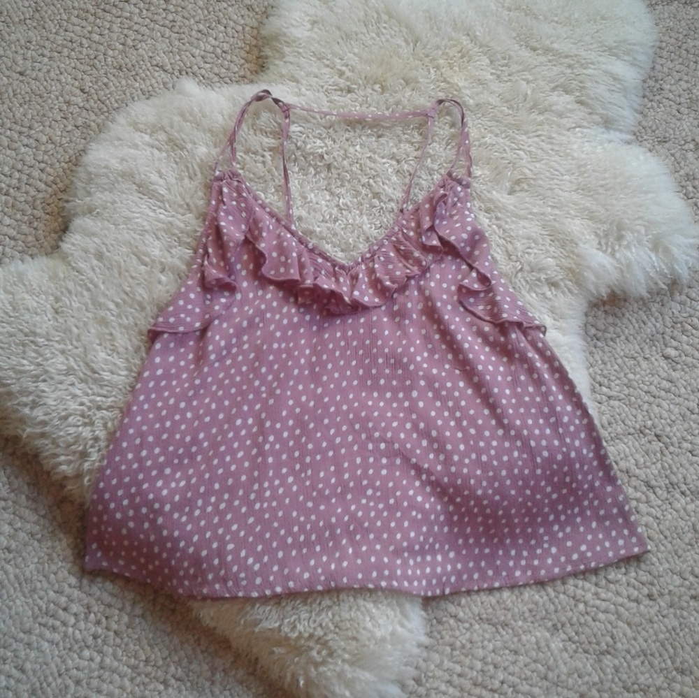 Billabong Pink & White Ruffle Crop Top